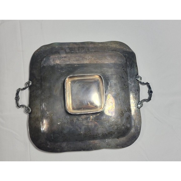 Vintage Continental Silver Co Inc Serving Tray 1940 Grape Vine Decor 10x10 inch - Picture 2 of 5